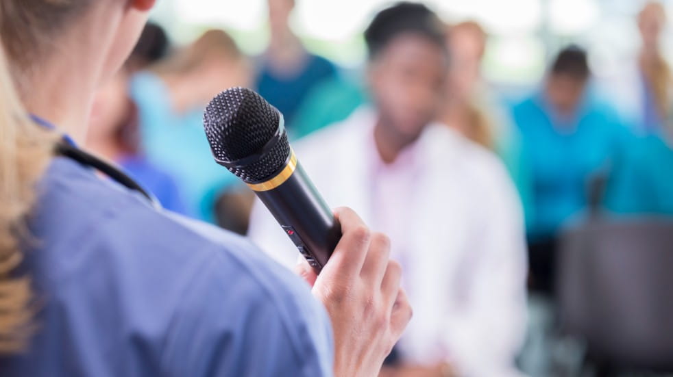 Nurse giving speech